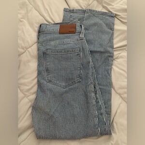 Madewell Blue and White Striped Cropped Jeans 9” midrise skinny Sz 26